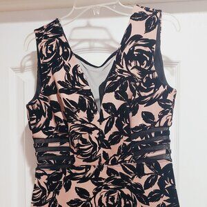 Pink & Black Velvet Bodycon Dress by Enfocus Studio Sz 8